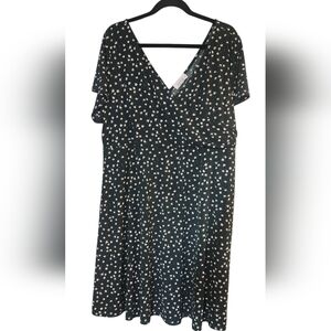 Kaileigh Green Floral Midi Dress, Wrap Look, 3X